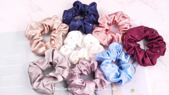 Scrunchies de seda pura cristal para acessórios de cabelo com estilo luxuoso